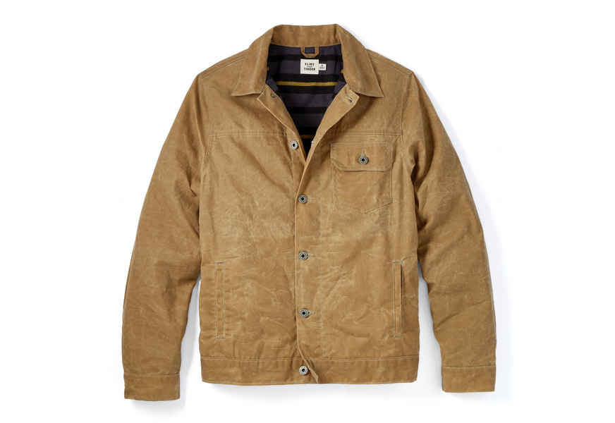 flannel lined waxed trucker jacket