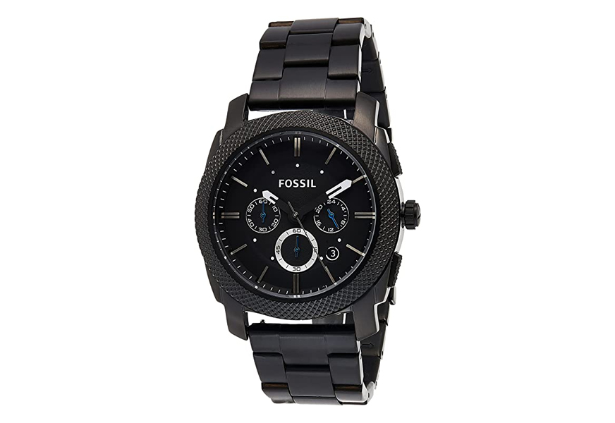 fossil men’s machine black stainless steel chronograph watch