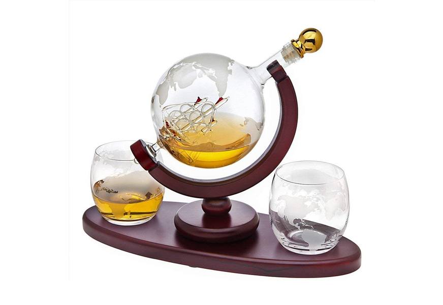 godinger whiskey decanter globe set