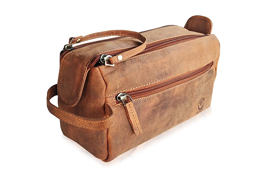 handmade buffalo dopp kit by rustictown