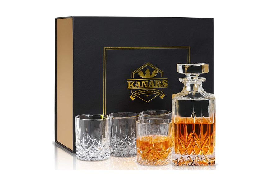 kanars whiskey decanter and glass set