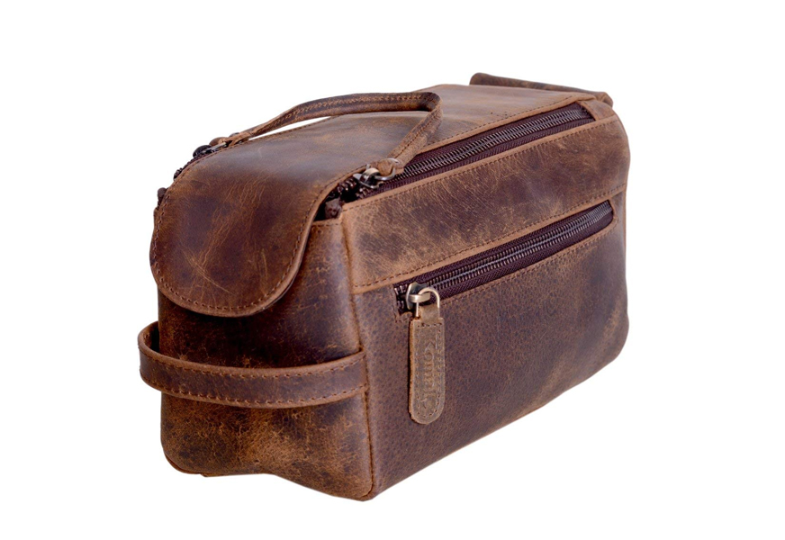 komalc buffalo leather dopp kit