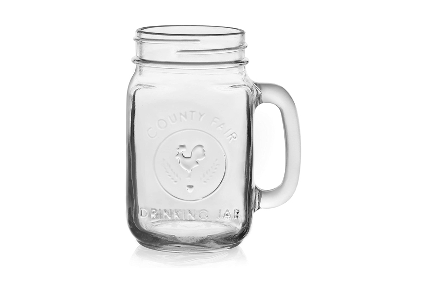 Pinkrella Mason Drinking Jars - Glass Mugs WITHOUT handle 4 pack, Mason  Jars With Sealed & Straw Lids, Glass Straws, & Cleaning Brush, Drinking