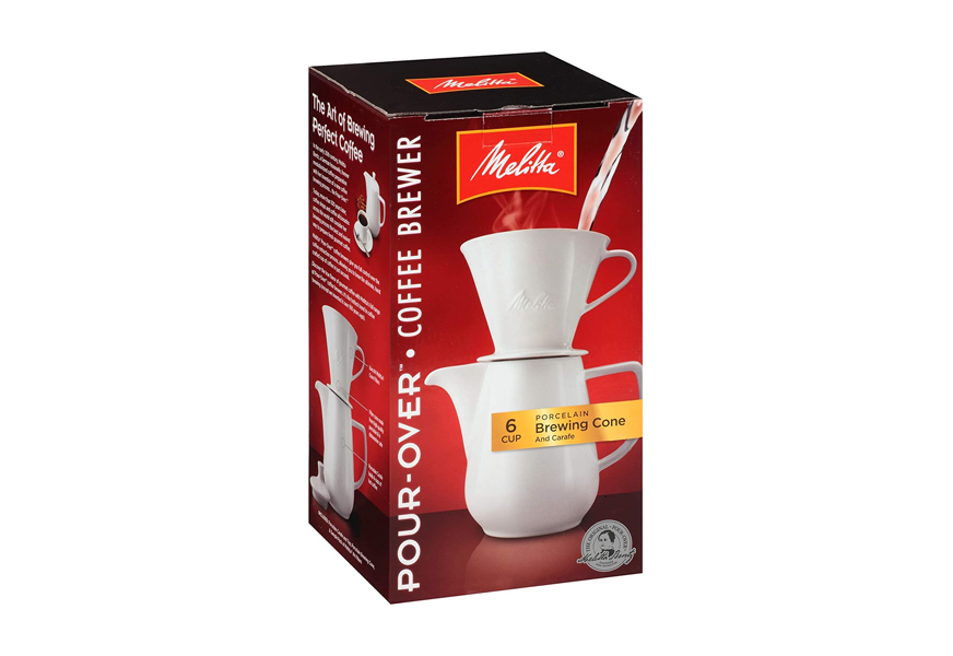 melitta coffee maker, porcelain 6 cup pour over brewer