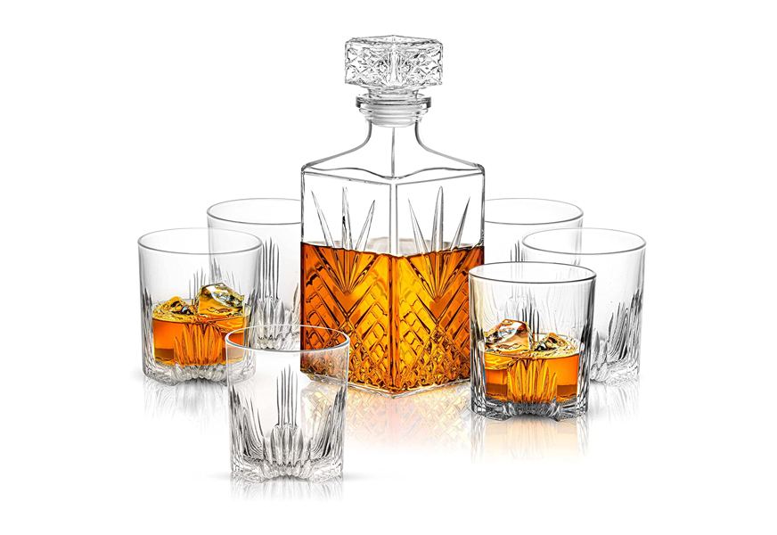 paksh novelty glass whisky decanter & glasses set