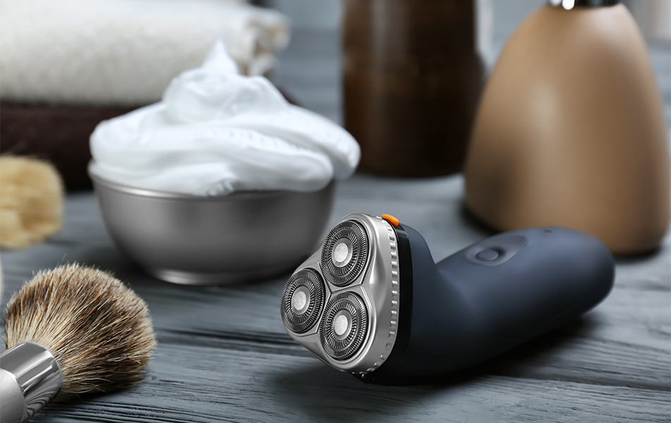 shaver for man on wooden table