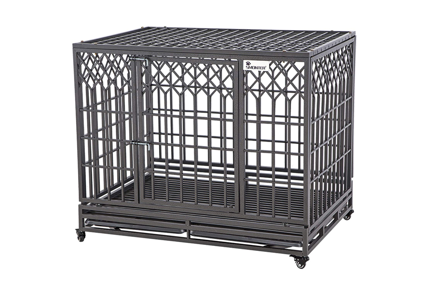 smonter heavy duty dog crate strong metal pet kennel