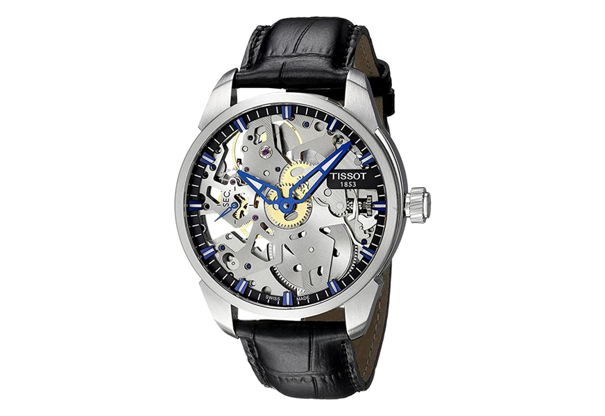 tissor men’s t-complication swiss mechanical stainless steel watch