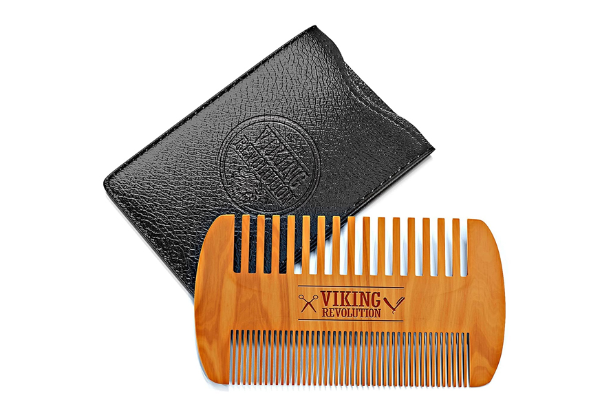 viking revolution store - wooden beard comb & case