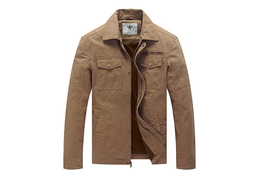 wenven men's casual canvas cotton military trucker jacket
