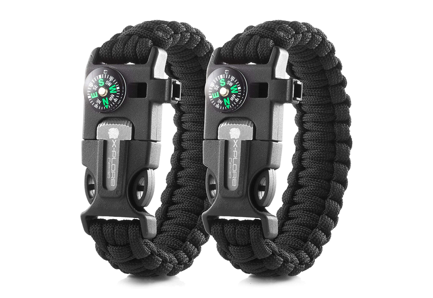 Fish Tail Paracord Survival Bracelets with Metal Clasp, Adjustable Size  Fits 