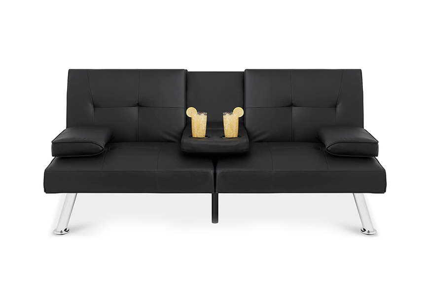 best choice products modern faux leather convertible futon