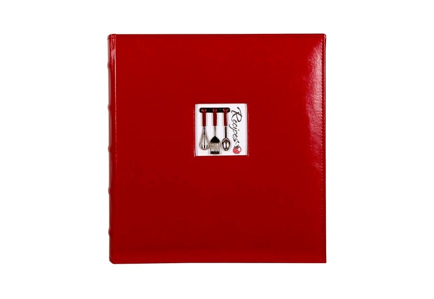 c.r. gibson red leather recipe organizer