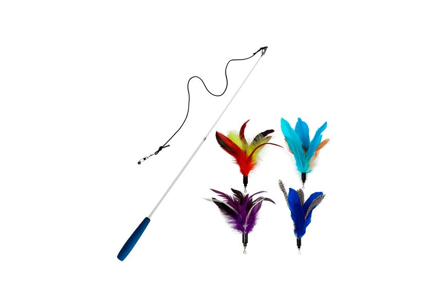 ecocity feather cat toy teaser wand
