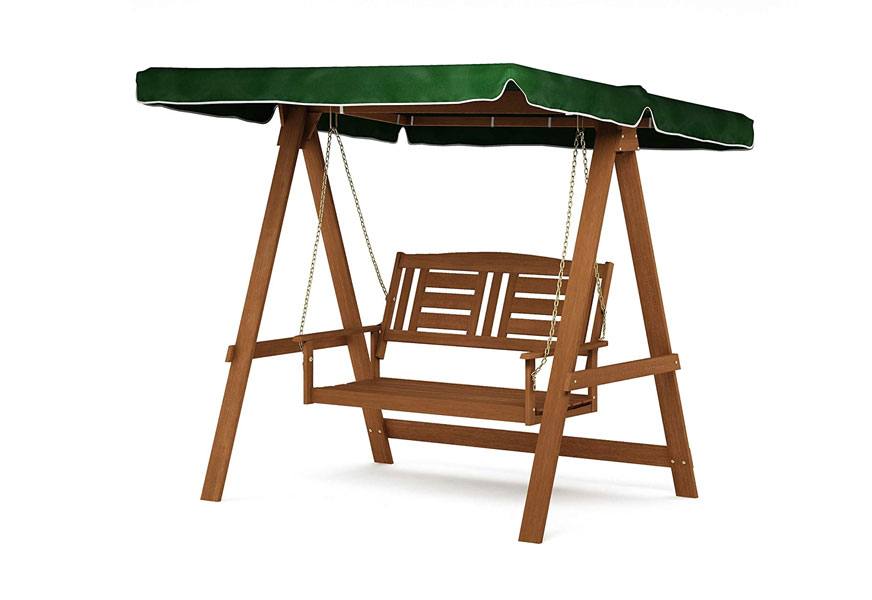 furinno tioman hardwood 2 person canopy porch swing