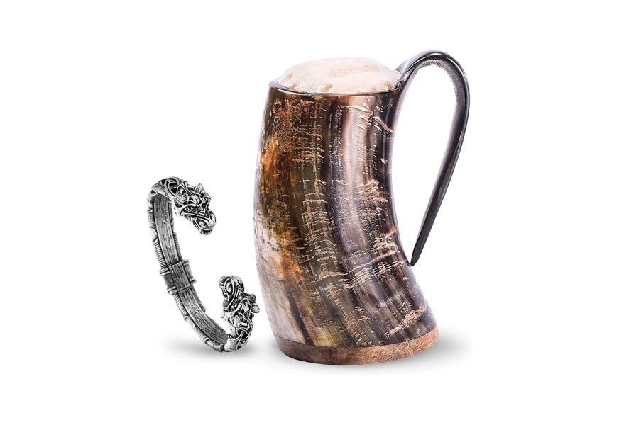 norse tradesman original viking drinking beer glass