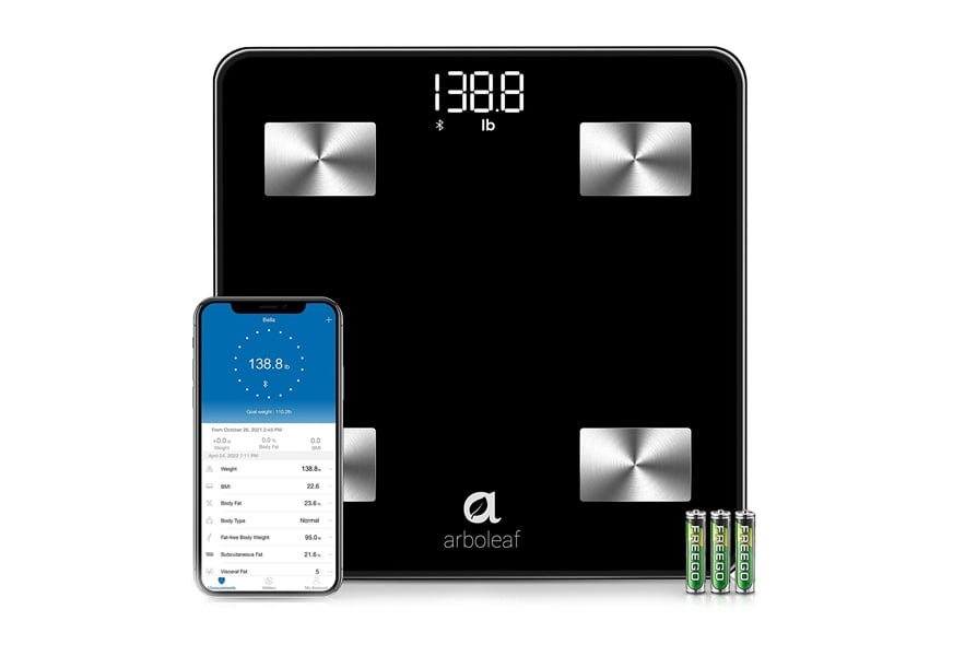 Arboleaf Black Digital Scale, Bluetooth Smart Scale for Body Weight