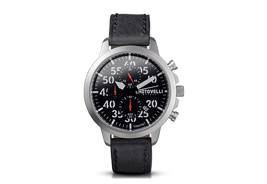 chotovelli italian aviation watch in black leather