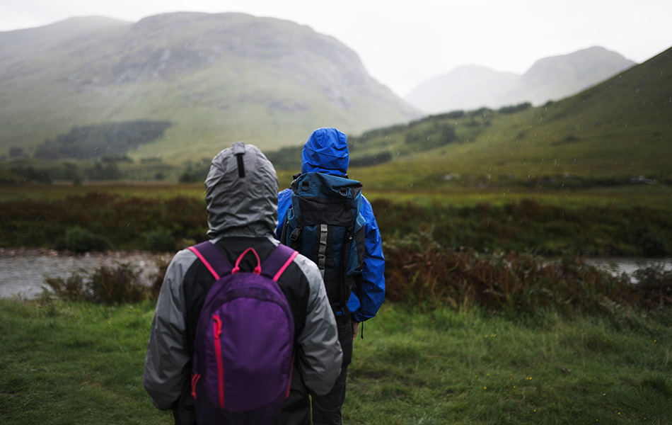 couple wearing rain jackets