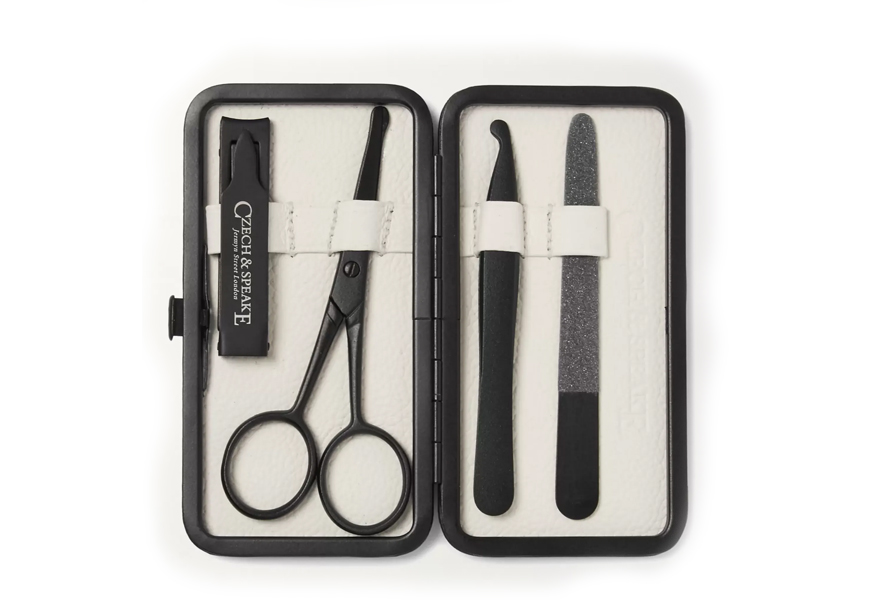 czech & speake air safe leather-bound travel manicure set