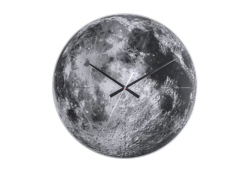 karlsson present time moon glass wall clock