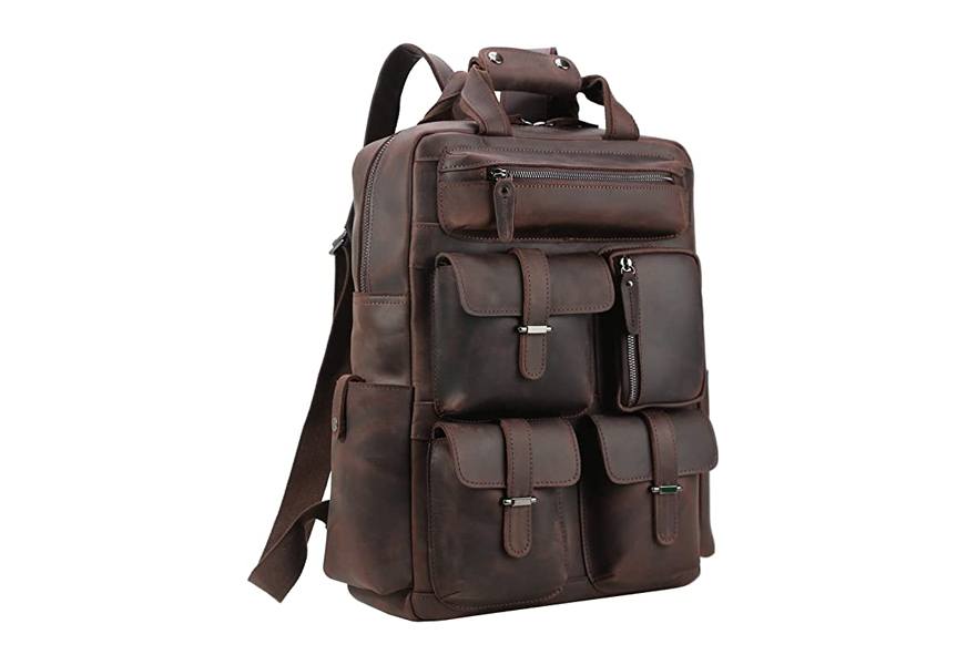 polare men’s handcrafted real leather vintage laptop backpack