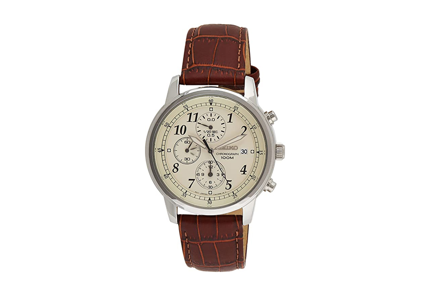 seiko men’s classic steel chronograph watch