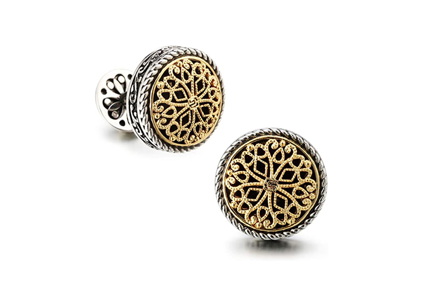 silver clover mens silver & 18k gold cufflinks