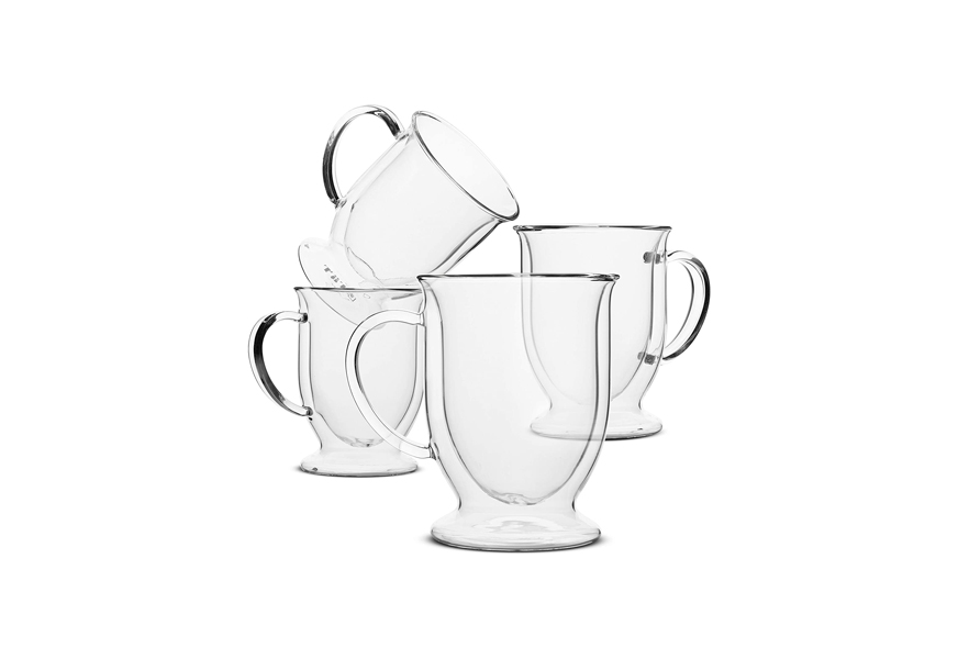 brew to a tea set of 4 double wall glass coffee cups