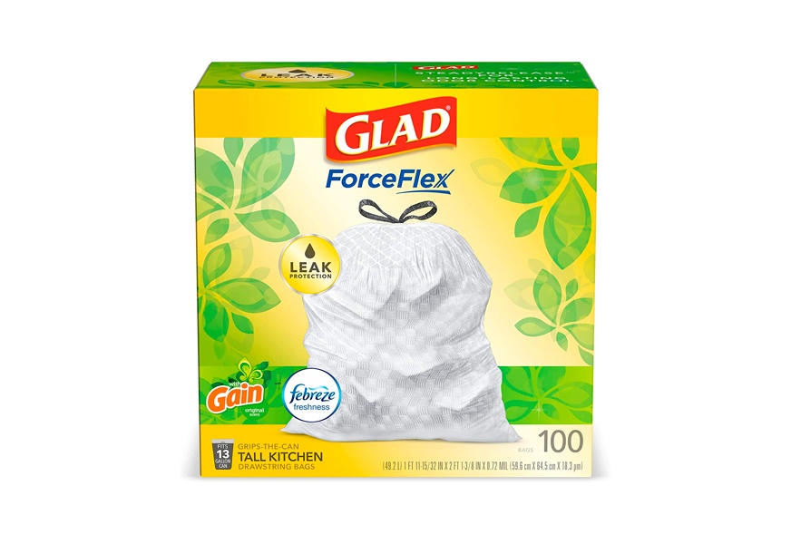 glad forceflex tall kitchen drawstring trash bags