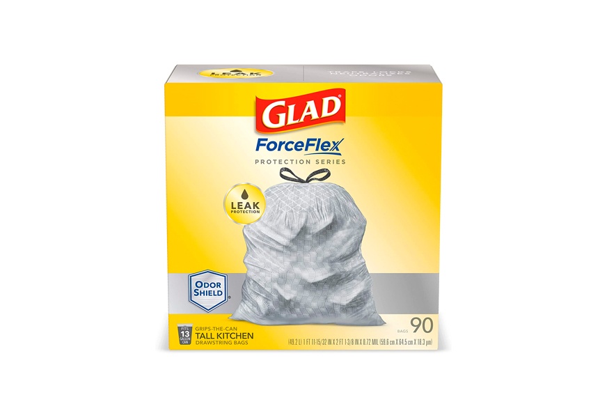 glad tall kitchen 13 gallon drawstring trash bag
