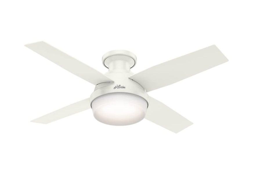 hunter indoor low profile ceiling fan with led light and remote control