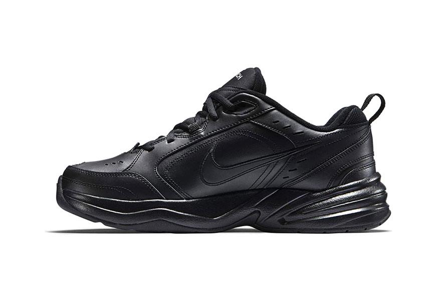 nike mens air monarch iv all black sneakers