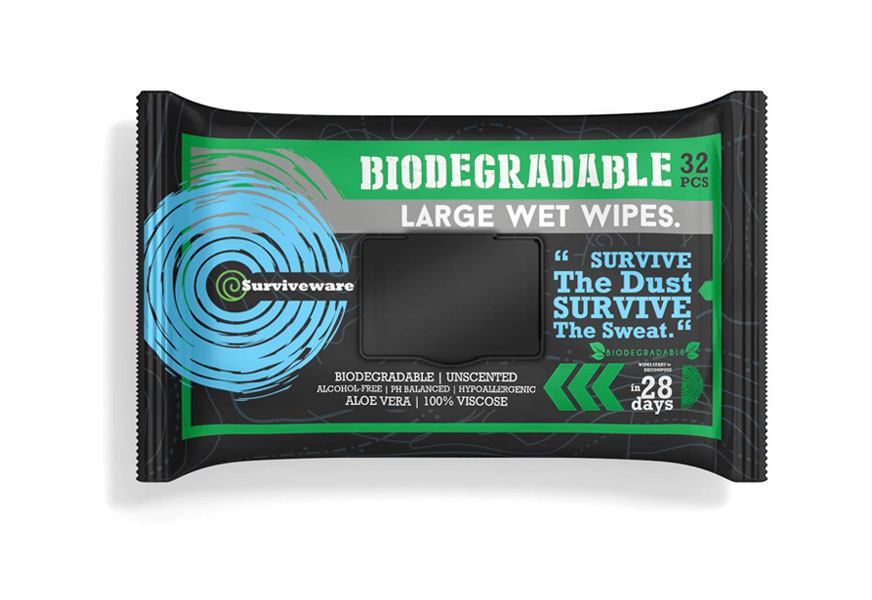 surviveware biodegradable wet wipes large pack