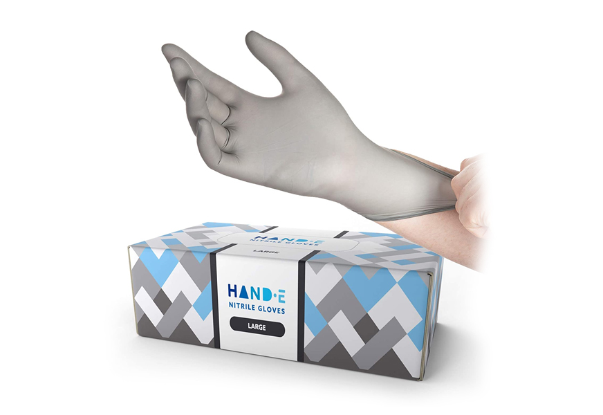 hand-e disposable black nitrile gloves