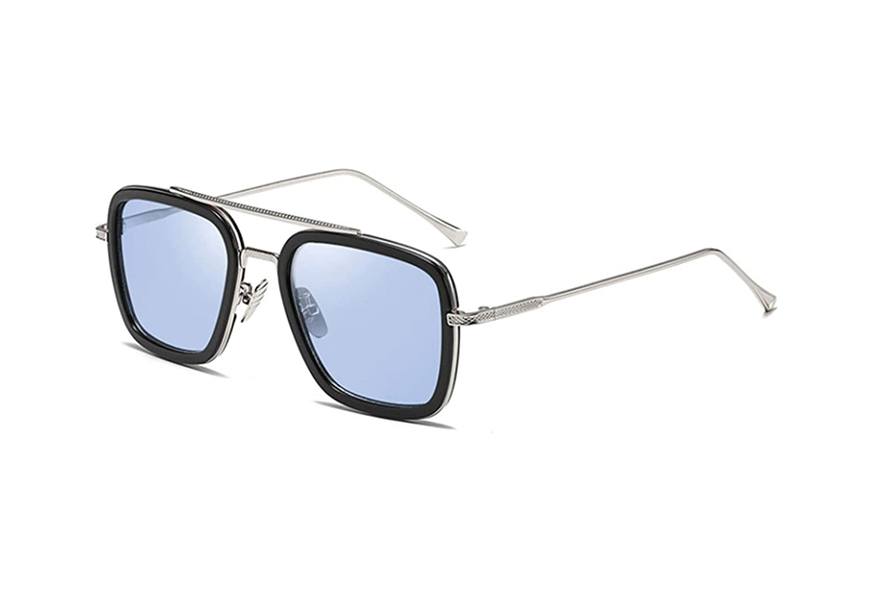 ikanoo retro aviator square blue lens sunglasses