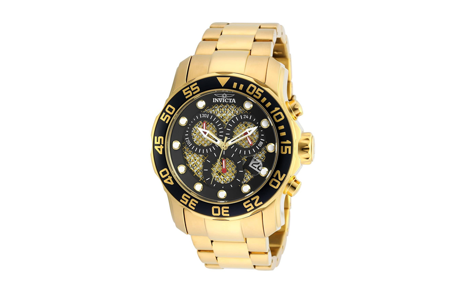 invicta mens 19837syb pro diver 18k gold ion-plated stainless steel watch