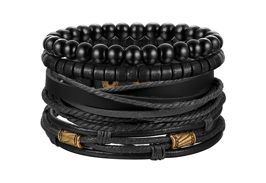 jstyle 4pcs braided leather bracelet men’s