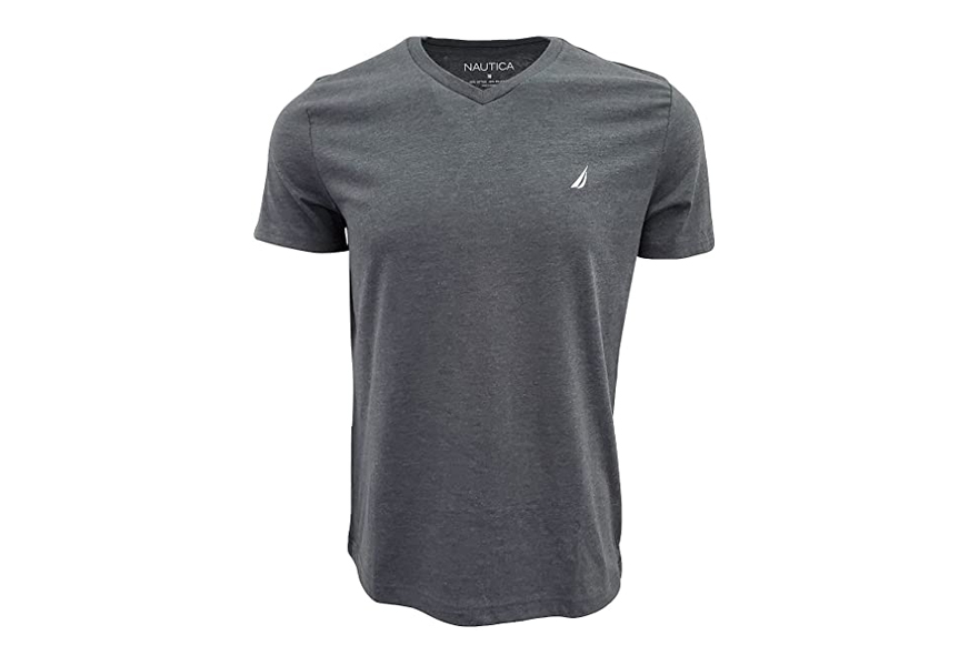 nautica mens short sleeve solid classic fit v-neck t-shirt