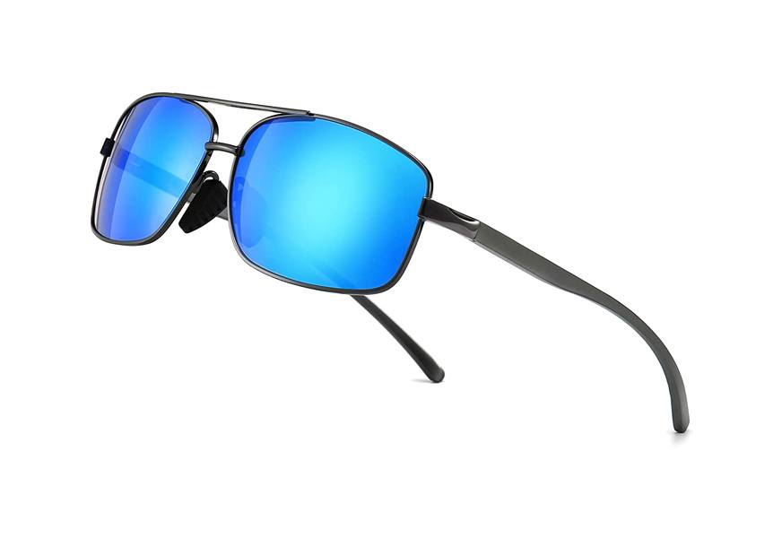 sungait rectangular blue lens polarized sunglasses