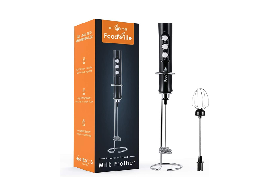 Elementi Milk Frother Handheld Double Whisk (Black)