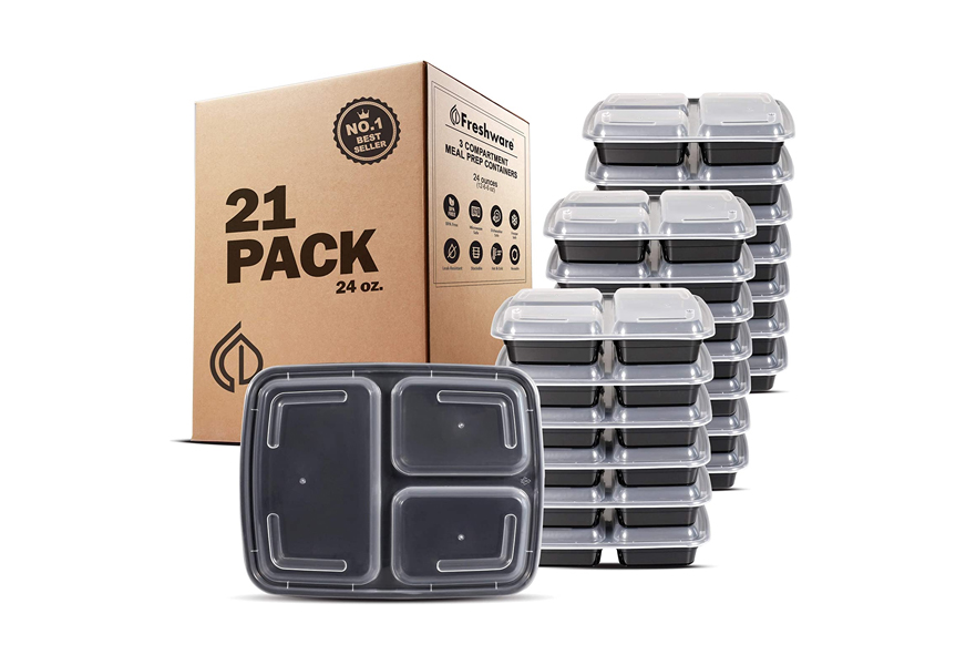 freshware bento style 21 pack meal containers