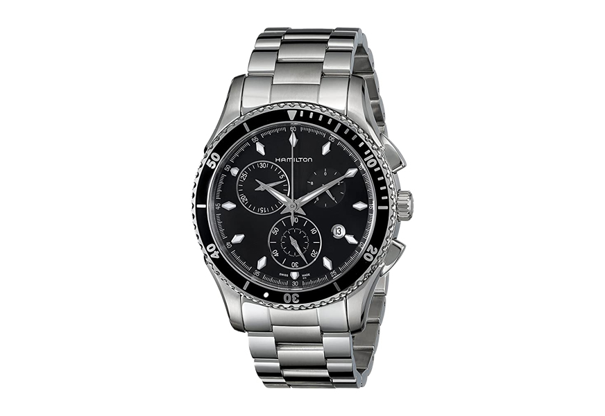 hamilton men's jazzmaster seaview black chronograph dial watch