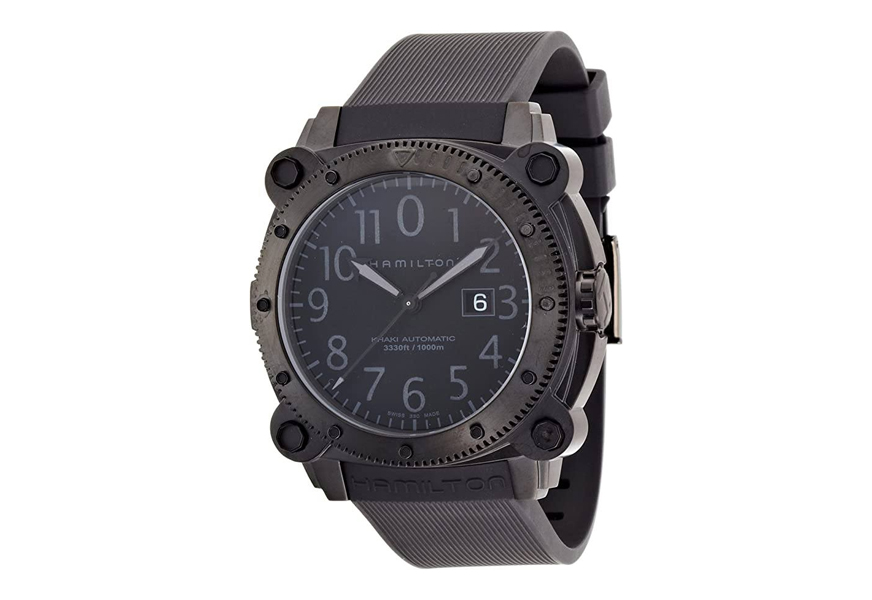 hamilton men's khaki navy belowzero black dial watch