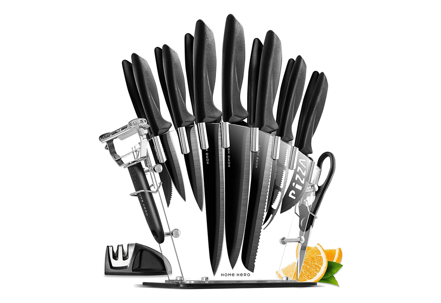 home hero stainless steel knife set acrylic stand
