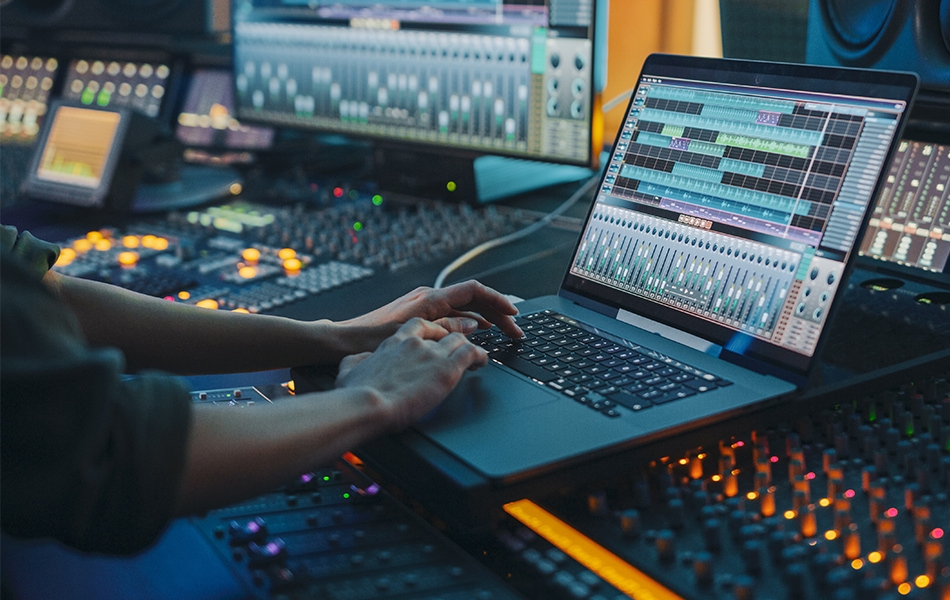 man using an audio equalizers