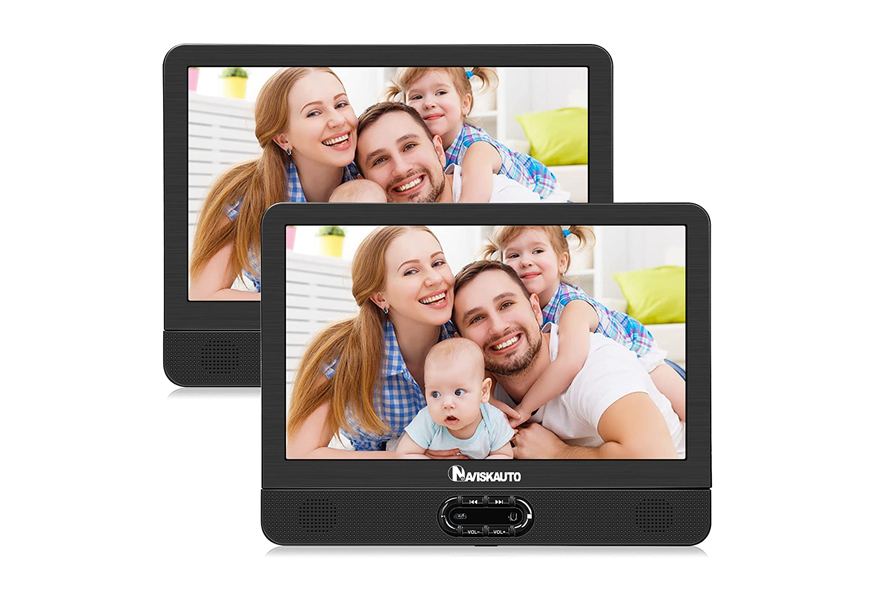naviskauto 12 inch portable dual screen dvd player