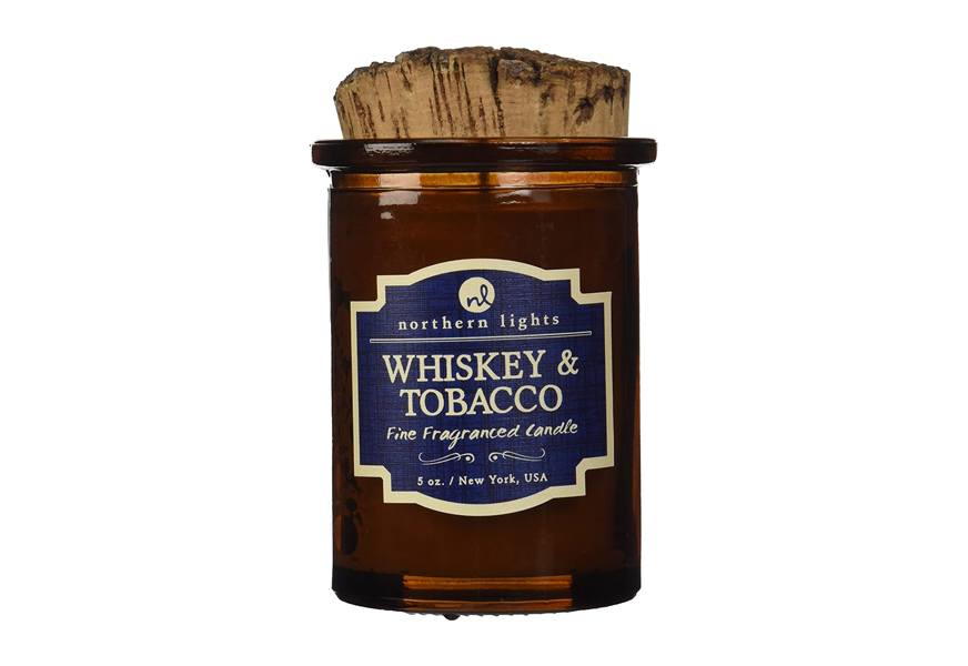 northern lights candles spirit jar candle, whiskey & tobacco, 5 oz
