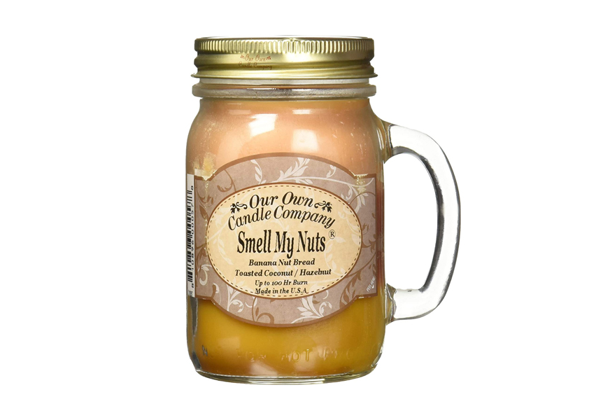 our own candle company - smell my nuts scented 13 oz mason jar candle