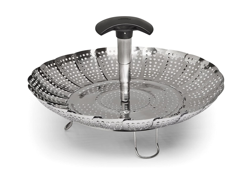 oxo good grips stainless steel steamer with extendable handle